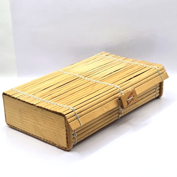 Vintage Bamboo Wooden Retro Jewelry Storage Jewelry Box Handmade Boho 8×5×2" - Picture 1 of 16